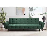 Canapé 3 places en velours vert convertible en couchage