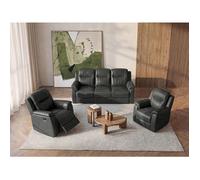 Vente-unique - Canapé 3 Places et 2 fauteuils Relax Evasion en Cuir - Gris