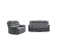 Canapé 3 places et 2 places relax électrique en tissu gris BUROLO