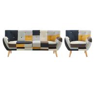Canapé 3 places et fauteuil en tissu patchwork SERTI II Multicolore