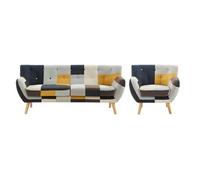Canapé 3 places et fauteuil en tissu patchwork SERTI II