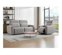 Canapé 3 places et fauteuil relax électrique en tissu gris LORGITA