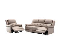 Canapé 3 places et fauteuil relax électrique en tissu taupe DOLENE