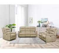 Canapé 3 places et fauteuil relax électrique en tissu taupe NEVERS