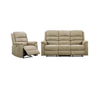 Canapé 3 places et fauteuil relax électrique en tissu taupe NEVERS