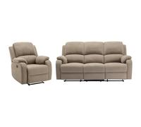 Canapé 3 places et fauteuil relax en microfibre taupe BRODY