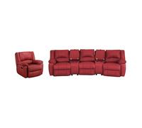 Canapé 3 places et un fauteuil relax en cuir AROMA - Rouge