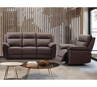 Canapé 3 places et un fauteuil relax en cuir de buffle PAKITA - Marron