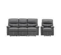 Vente-unique - Canapé 3 Places et Un Fauteuil Relax en Simili Gris Canby