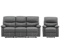 Canapé 3 places et un fauteuil relax en simili gris CANBY Gris