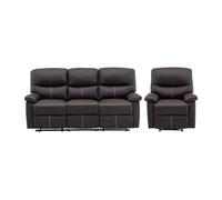 Vente-unique - Canapé 3 Places et Un Fauteuil Relax en Simili Marron Canby