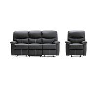 Vente-unique - Canapé 3 Places et Un Fauteuil Relax en Simili Noir Canby