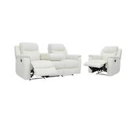 Canapé 3 places et un fauteuil relax EVASION en cuir - Blanc ivoire