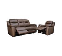 Canapé 3 places et un fauteuil relax EVASION en cuir - Marron