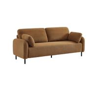 Canapé 3 places eucalyptus. bouclette beige foncé et piétement métal Teddy