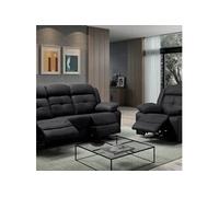 Canapé 3 Places + Fauteuil Relax Electrique Gris - FABARES -
