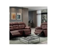 Salon complet Altobuy FABARES - Canapé 3 Places + Fauteuil Relax Manuel Chocolat -