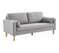 Canapé en tissu gris clair - Bjorn - Canapé 3 places fixe droit pieds bois. style scandinave