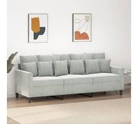 Canapé 3 places Gris clair 180 cm Velours Mousse Métal Durable