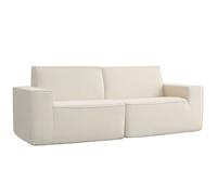HomCom Canapé 3 places en velours côtelé grosses côtes assise rembourrée 230 cm Beige