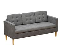 Canapé 3 places - HOMCOM - rangement caché, dossier capitonné - pieds en bois d'hévéa - flanelle de neige - 166,5x62x82cm - gris