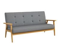 Canapé 3 places - HOMCOM - style scandinave - dossier capitonné assise rembourrée - lin et bois d'hévéa - 154 5×69 5×73cm - gris
