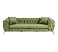 Canapé 3 places - Kare Design - Bellissima - Velours vert - Style baroque - Pieds en acier doré