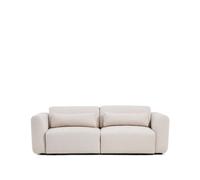 Canapé 3 places Lares avec assises coulissantes motorisées et appui-tête inclinable en chenille beige 240 cm