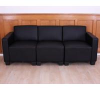 Canapé 3 places lounge/salon Lyon, système modulaire, simili-cuir noir