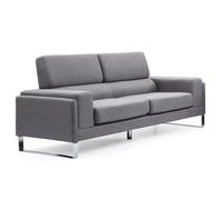 Canapé 3 places MENZZO Barth en tissu gris clair - Design contemporain - Accoudoirs larges - Matelassé