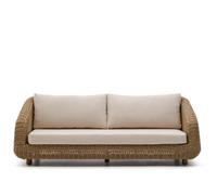 Canapé 3 places Meria en rotin synthétique et pieds en bois d'acacia massif 100% FSC 208 cm