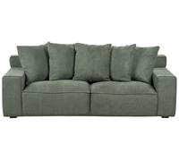 Canapé 3 Places Moderne en Tissu Chenille avec Coussins Vert Pieds en Bois d