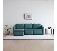 Canapé 3 places modulable bleu avec pouf KONEKT