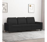 Canapé 3 places Noir 180 cm Tissu Mousse Métal Confort