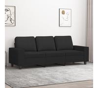 Canapé 3 Places Noir 180 Cm Tissu Mousse Métal Confort Noir