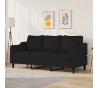 Canapé 3 Places Noir 180 Cm Tissu Mousse Métal Confort Noir