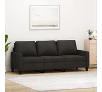 Canapé 3 places Noir 180 cm Tissu Mousse Métal Résistant