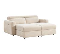 Canapé 3 places relax électrique assise profonde en tissu beige BERALDA
