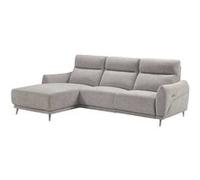 Canapé 3 places relax électrique avec méridienne gauche tissu polyester chiné gris clair - SANTIAGO