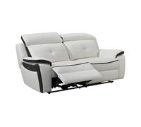 Canapé 3 places relax électrique en cuir ANGELIQUE - Blanc/anthracite Gris anthracite, Blanc