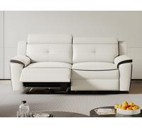 Canapé 3 places relax électrique en cuir ANGELIQUE - Blanc/anthracite Gris anthracite, Blanc