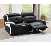 Canapé 3 places relax électrique en cuir ANGELIQUE - Noir/blanc Noir, Blanc