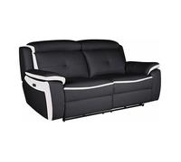 Canapé 3 places relax électrique en cuir ANGELIQUE - Noir/blanc