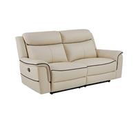 Vente-unique-Canapé 3 Places Relax électrique en Cuir Beige ADELIO