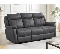 Canapé 3 places relax électrique en cuir de vachette gris anthracite NOMAJO