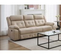 Canapé 3 places relax électrique en microfibre beige ORTIANO