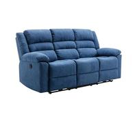 Canapé 3 places relax électrique en tissu bleu BUROLO
