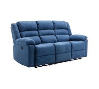 Vente-unique - Canapé 3 Places Relax électrique en Tissu Bleu BUROLO
