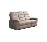 Canapé 3 places relax électrique en tissu polyester gris - RHODAY -