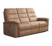 Canapé 3 places relax électrique en tissu polyester marron glacé - RHODAY -